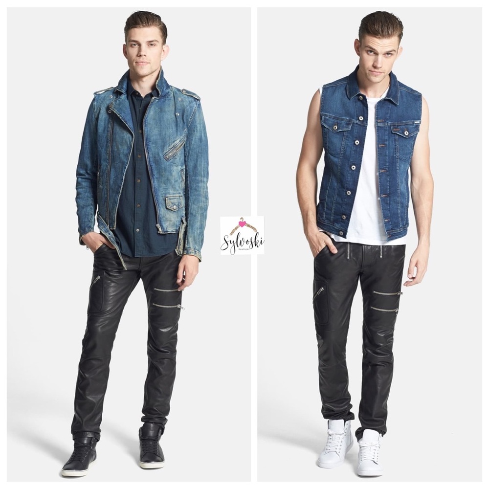 🔥DIESEL P-ZIPPS Black Leather Rocker Biker Pants - Picture 3 of 5